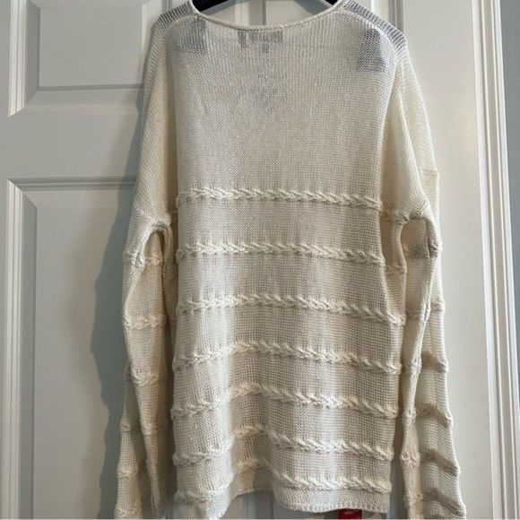 NWT Theory Textured Linen Blend Cable Striped Sweater - Picture 4 of 5